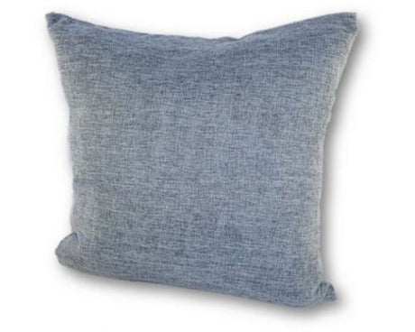 Linen look cushion cover in blue steel gray, perfect for modern decor with convenient zip for easy washing.