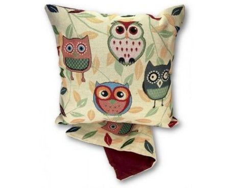Cushion cover featuring playful owls and detailed leaves, perfect for enhancing home decor with artistic charm.