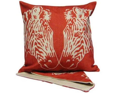 Vibrant red and black zebra print cushion cover, perfect for adding stylish flair to home decor.
