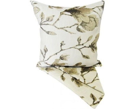 Luxurious 44cm x 44cm cushion cover in bronze with magnolia pattern, featuring a zip for easy washing and stylish decor enhancement.
