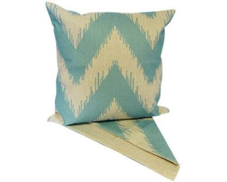 Teal zigzag cushion cover, 44cm x 44cm, premium fabric with easy-access zip for stylish home decor enhancement.