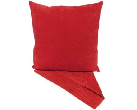 Luxurious red velvet cushion cover, 44cm x 44cm, with easy zip closure, perfect for enhancing home decor.