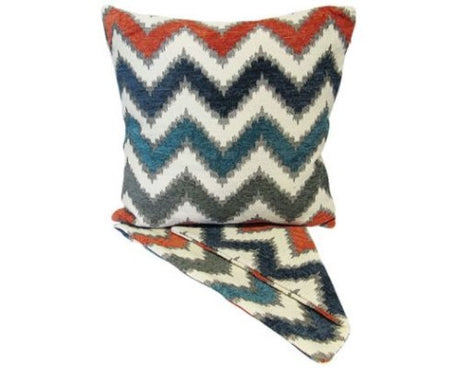 Vibrant Bright Zigzag Autumn Cushion Cover in rich autumn colors, perfect for brightening any living space.