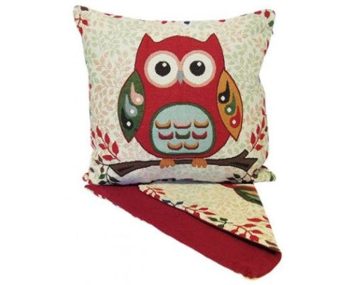 Charming Round Owl Cushion Cover in thick fabric, 44cm x 44cm, perfect for adding a whimsical touch to any decor.