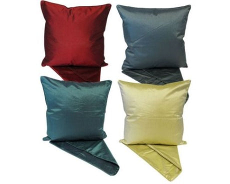 Set of 4 satin look cushion covers, elegant design, durable fabric, 44cm, easy zip for maintenance.