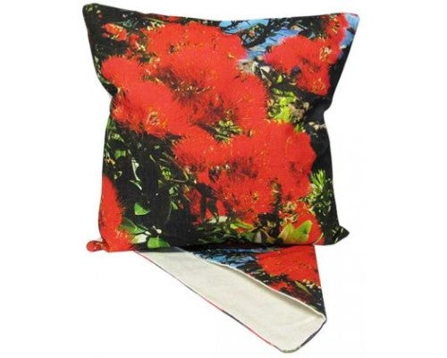 Pohutakawa floral cushion cover, 44cm x 44cm, vibrant design for stylish home decor, made from durable quality fabric.