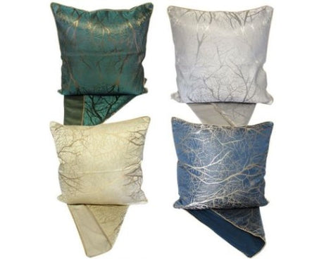 Set of 4 silver cushion covers, 44cm each, durable fabric, elegant design, easy-access zip for convenient washing.