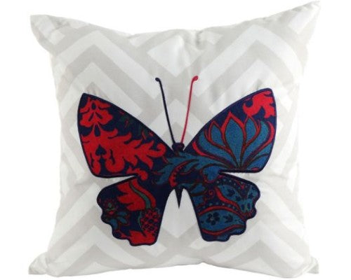 Colorful Cushion Butterfly Mosaic, 44cm x 44cm, cotton cover, plush polyester filling, vibrant butterfly design.