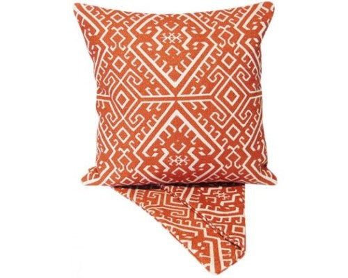 Inca Red cushion cover in thick fabric, 44cm x 44cm, with easy-access zip for washing, perfect for living or bedrooms.