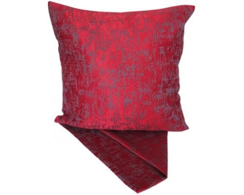 Embroidered Mist Red cushion cover, 44cm x 44cm, features thick fabric, elegant embroidery, and easy-access zip for washing.