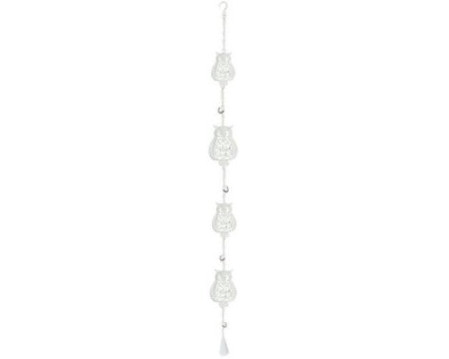 Rustic owl hanger with soft bells, 82 cm long, 6.5 cm wide, perfect for organizing and enhancing home decor.