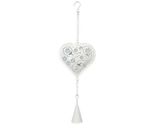 Rustic heart-shaped wall decor with rope hanger, 29 cm long and 8 cm wide, perfect for farmhouse-style interiors.