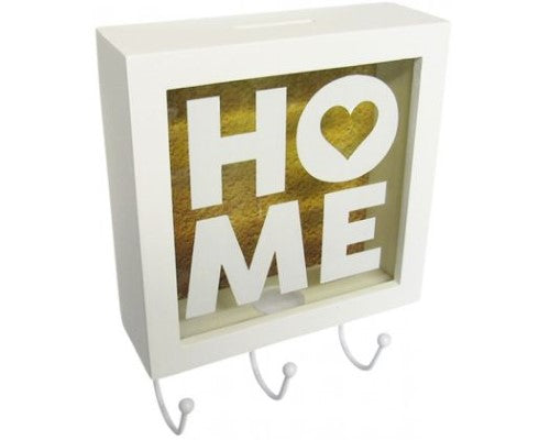 Stylish money box and key hooks combo, perfect for organizing keys and loose change in any entryway.