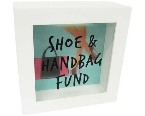 Charming Money Box Shoes Bags for stylish saving, perfect gift for all ages, measures 15 x 15 x 6 cm.