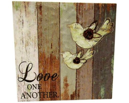 Ceramic art message tile depicting a dove, comes with a shelf stand, measuring 9.5 x 9.5 x 0.5 mm.