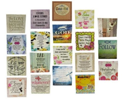 Set of 17 handcrafted ceramic art tiles, perfect for expressing thoughts or quotes in home decor.