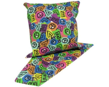 Stylish cushion cover with 'Love and Peace' design, crafted from durable fabric, ideal for living rooms and bedrooms.