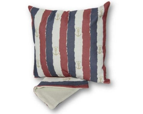 Vibrant nautical red cushion cover, 44cm x 44cm, crafted from durable fabric with easy zip access for washing.
