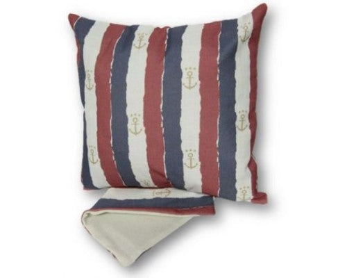 Vibrant nautical red cushion cover, 44cm x 44cm, crafted from durable fabric with easy zip access for washing.
