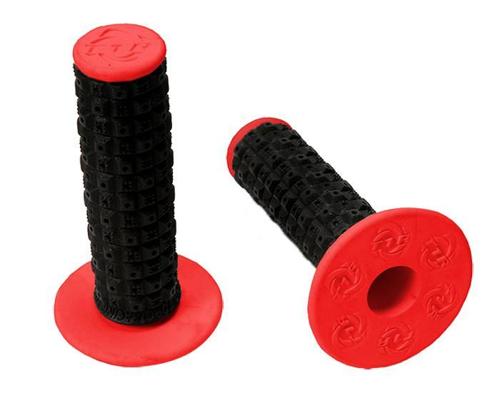 TORC1 RACING HANDLEBAR GRIPS ENDURO DUAL COMPOUND MX BLACK RED INCLUDES GRIP GLU
