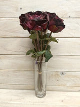 Artificial Rose Bud Stem Bundle - Burgundy - 8 Stems