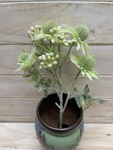 Artificial Thistle Flower Spray - Light Green