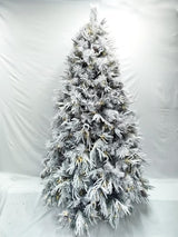 Snowy Pine Christmas Tree with 420 Lights and Pinecones - 7.5ft