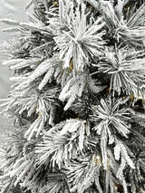 Snowy Pine Christmas Tree with 420 Lights and Pinecones - 7.5ft