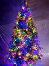 Snowy Pine Christmas Tree with 420 Lights and Pinecones - 7.5ft