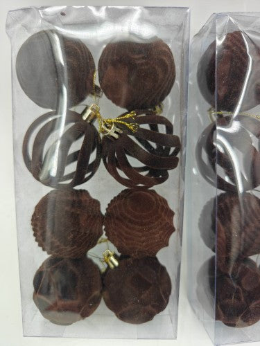 Velvet Christmas Tree Baubles - Copper - Set of 48