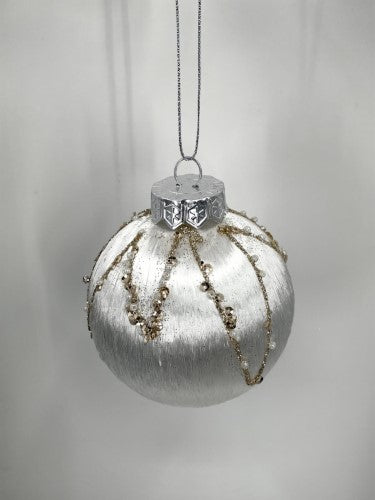 Silky Christmas Tree Baubles - White - Box of 9