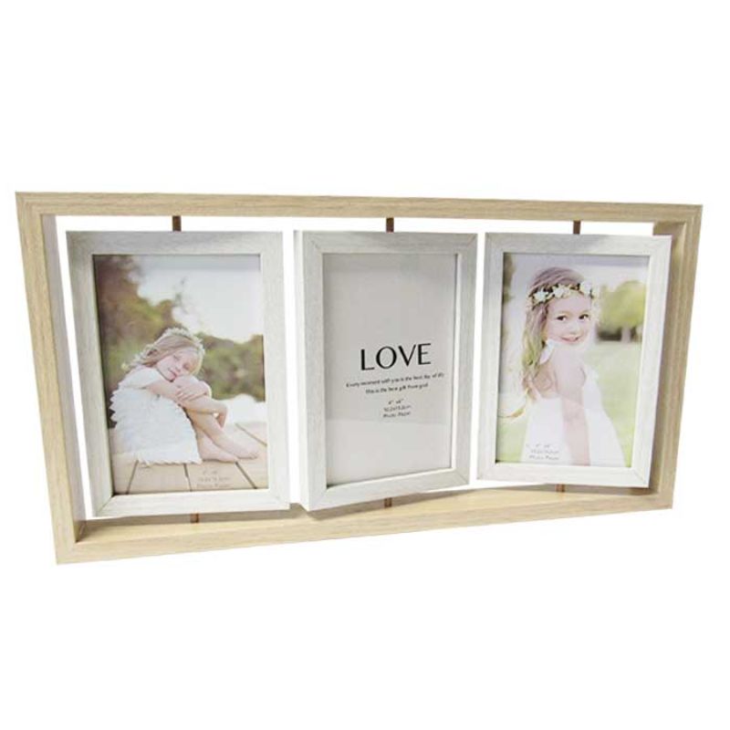 Photo Frame - Beech Tones Triple White (4 x 6")