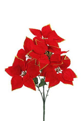 5 Head Poinsettia Spray w Glitter Stamen & Petal - 10 units