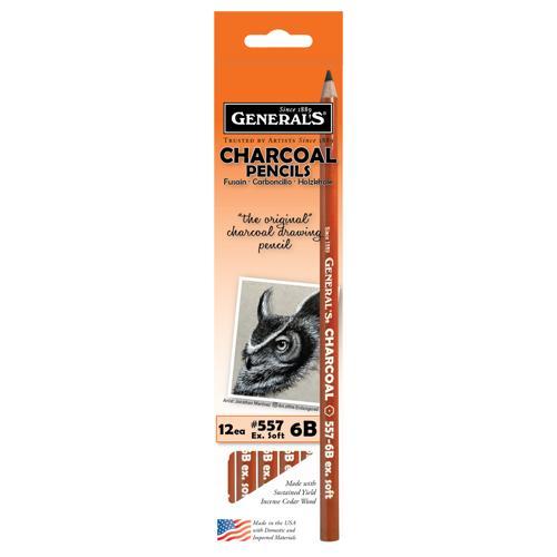 Generals Charcoal Artist Quality Pencils #557 6B 12 Pack