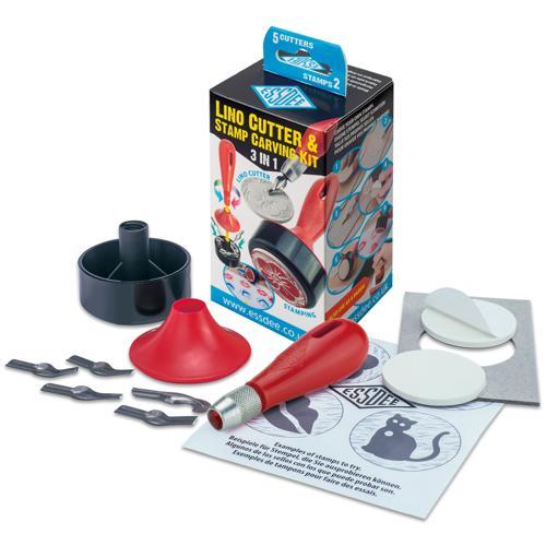 Essdee 3 in 1 Lino & Stamp Carving Kit (5 Cutters/2 Stamps)