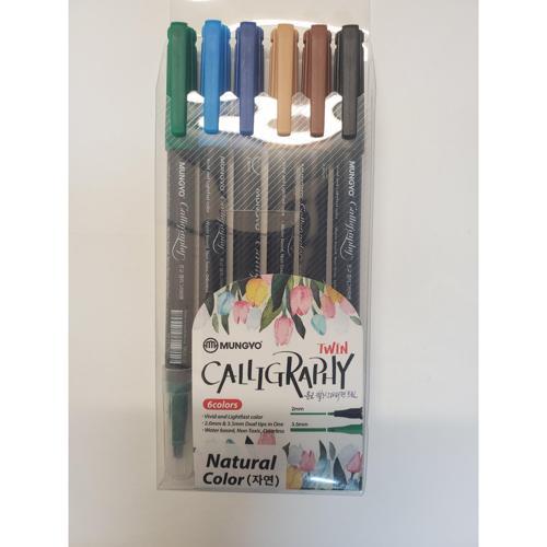 Mungyo Dual Tip Calligraphy Markers Nature Colours 6 Pack