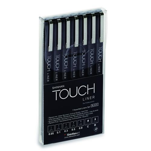 ShinHan Touch Liner Marker Assorted Set Black 7 Pack