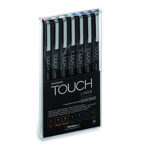 ShinHan Touch Liner Marker Set Brush Assorted Colours 7 Pack
