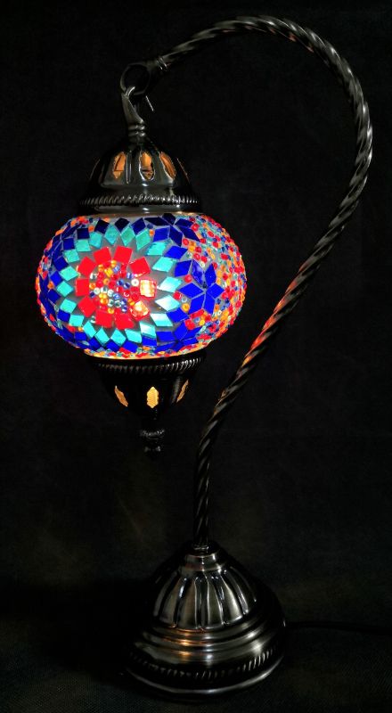 Turkish Mosaic Lamp - Swan Neck  Multicolour (37cm)