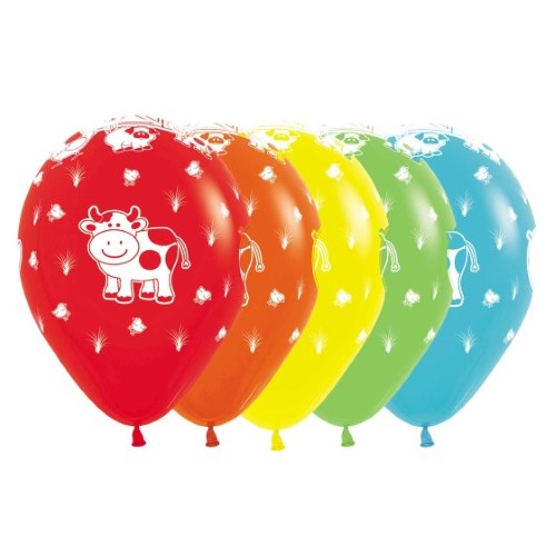 30cm assorted farm animal latex balloons in vibrant designs, perfect for kids' parties and festive decorations. Pack of 25.