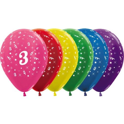 Sempertex 30cm Age 3 Metallic Assorted Latex Balloons,  - Pack of 25