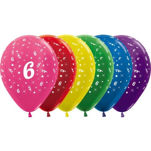 Sempertex 30cm Age 6 Metallic Assorted Latex Balloons,  - Pack of 25