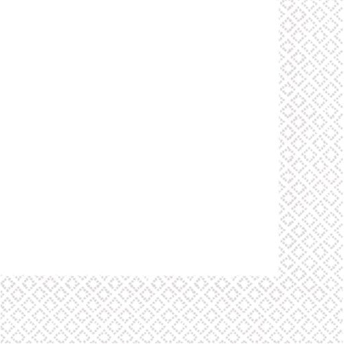 Pack of 40 frosty white 2-ply beverage napkins, FSC Mix Certified for sustainable use.