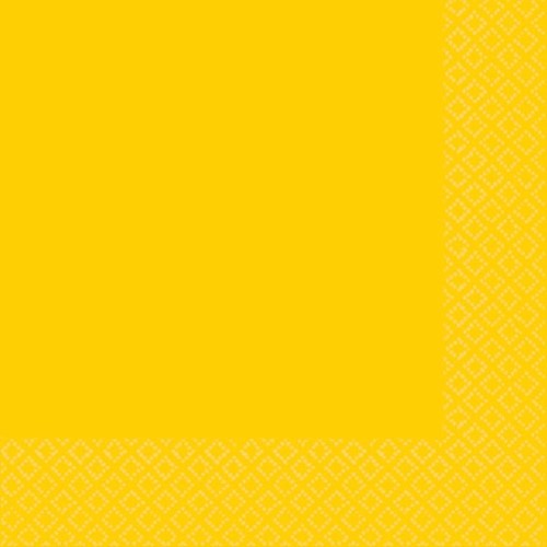 40-pack of vibrant Sunshine Yellow 2-Ply beverage napkins, ideal for parties and eco-friendly events.