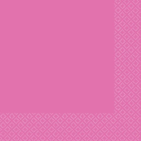 Bright pink beverage napkins, 2-ply, FSC certified, pack of 40 for parties or events.