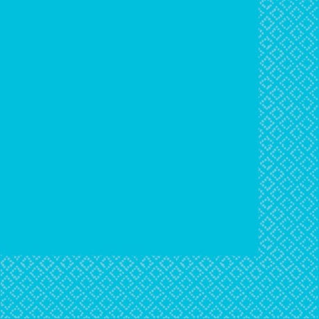 Caribbean blue beverage napkins, 2-ply, FSC certified, pack of 40 for parties and events.