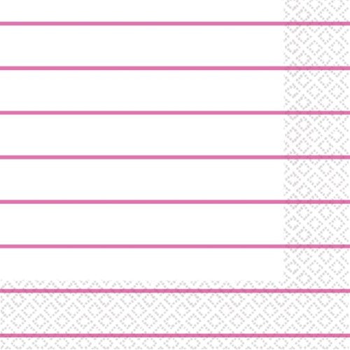 Bright Pink Stripes Lunch Napkins, 16-pack, 2-ply, eco-friendly and stylish for any dining occasion.