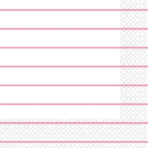 Vibrant New Pink Stripes Lunch Napkins, 16-pack, eco-friendly 2-ply for any occasion.
