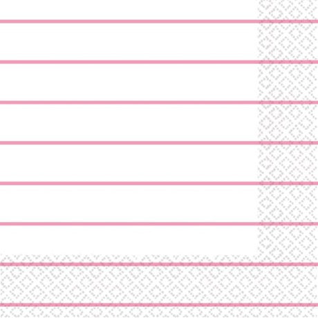 Vibrant New Pink Stripes Lunch Napkins, 16-pack, eco-friendly 2-ply for any occasion.