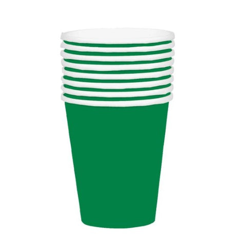 Festive green 354ml paper cups, pack of 20, eco-friendly for hot/cold drinks, perfect for parties and gatherings.